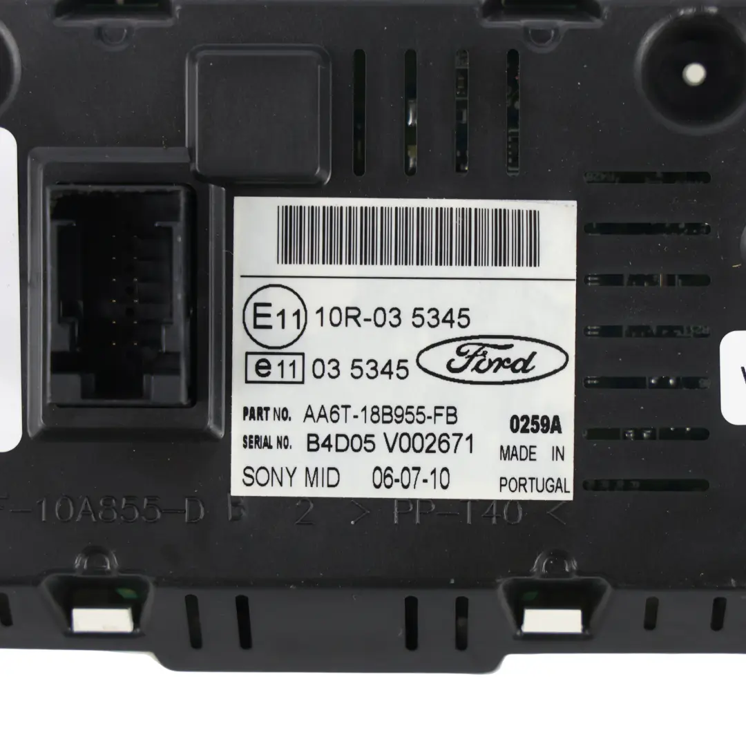 Ford Fiesta Mk7 Wyświetlacz Multimedialny 1.6 TDCI Diesel - SKU AA6T-18B955-FB - Numer Części AA6T-18B955-FB