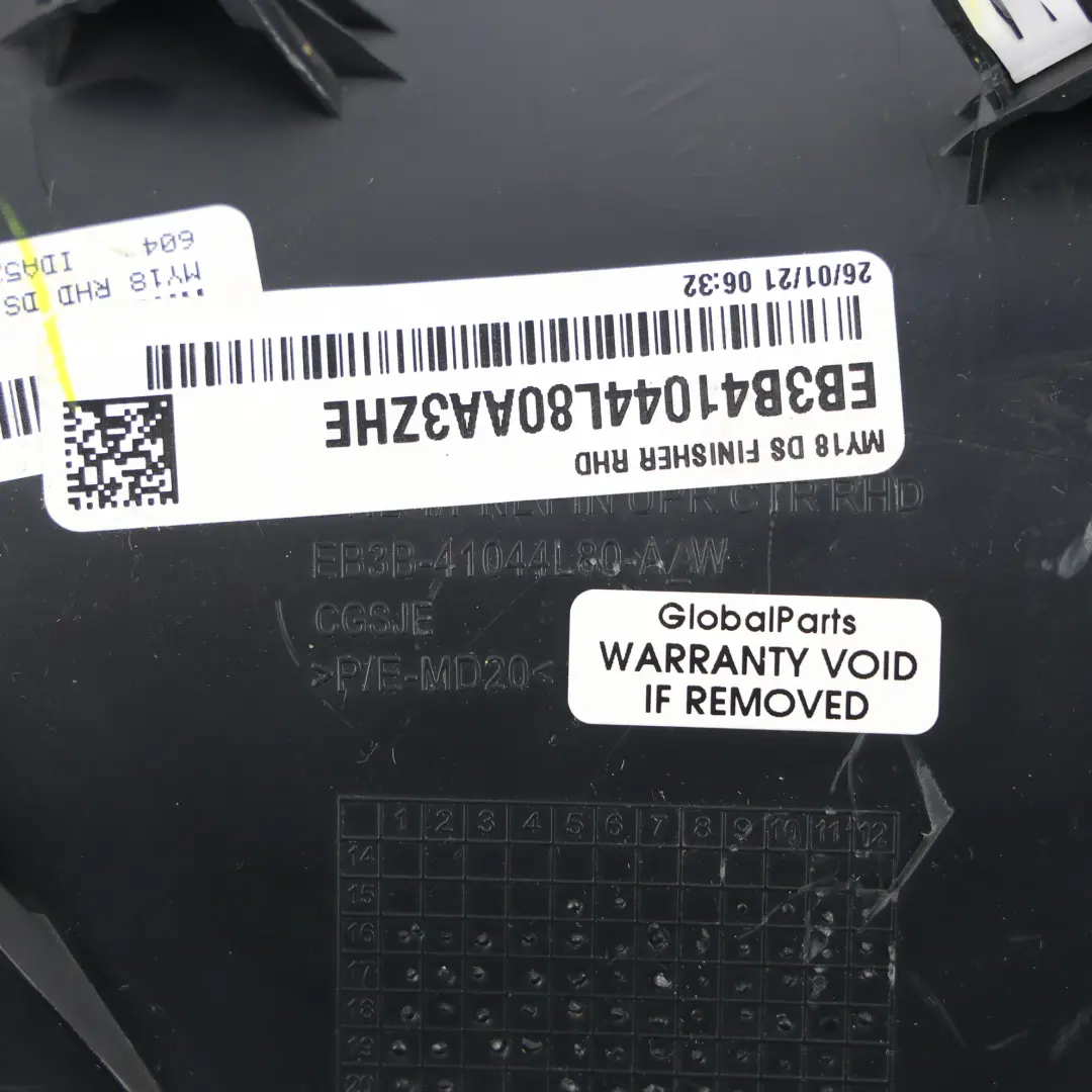 Ford Ranger Wildtrak Mk6 Dashboard Trim Cover Front Right O/S EB3B-4104608-AAW - SKU RHD-2216702 - Part number EB3B-41044L80-AA
