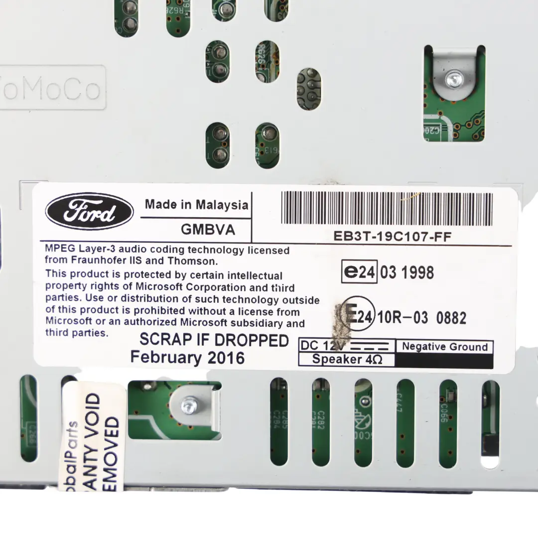 Ford Ranger Mk3 Radio CD Unidad Central Navegación - SKU EB3T-19C107-FF - Número de pieza EB3T-19C107-FF
