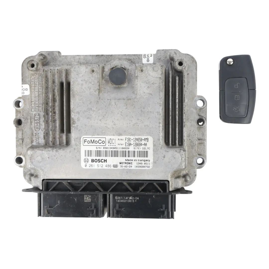 Ford Fiesta Mk7 ECU 1.0 EcoBoost 100hp Manual + Key - SKU F1B1-12A650-AMB-1 - Part number F1B1-12A650-AMB
