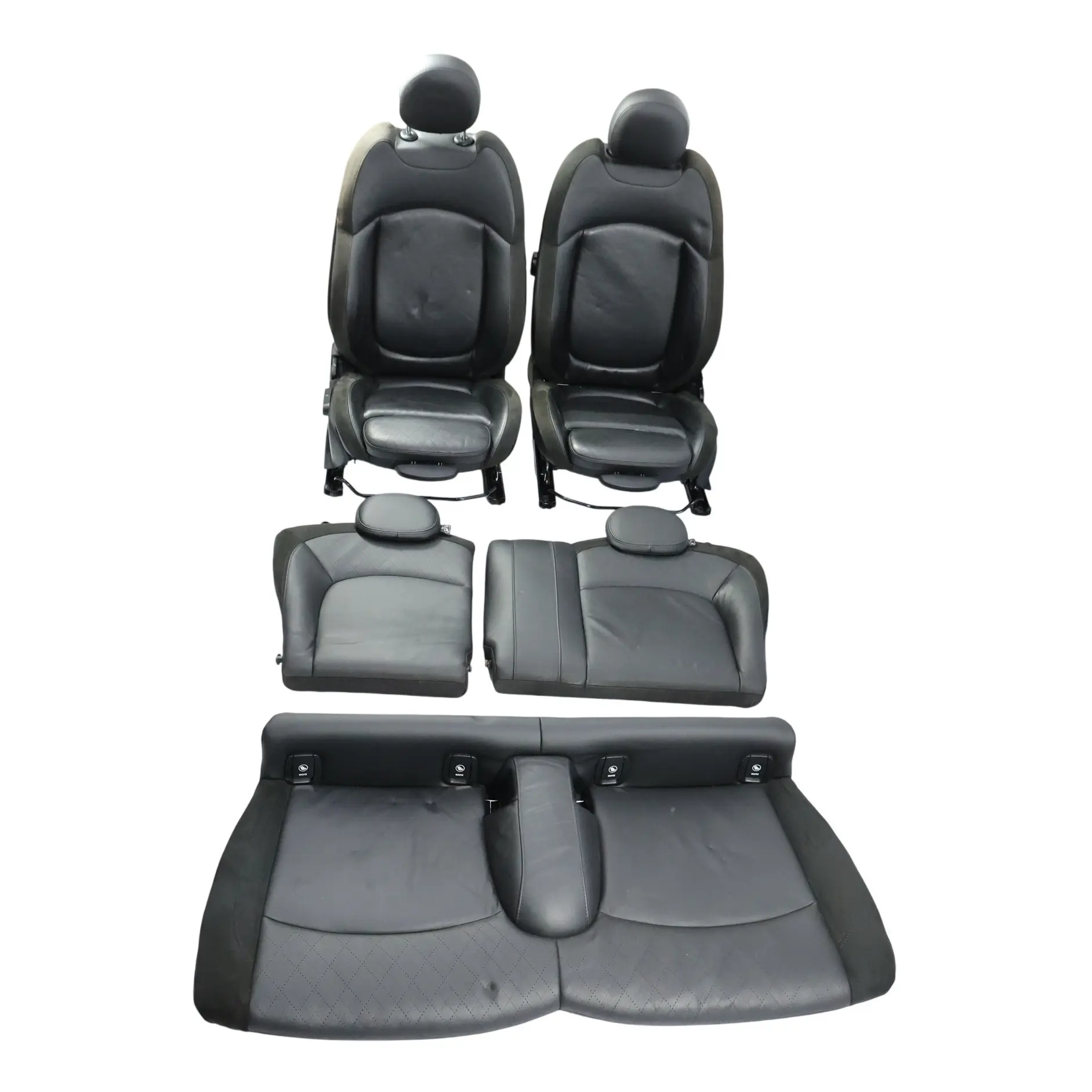 Mini F56 Asientos Deportivos Calefactables Cuero Cross Punch Carbono Negro Set