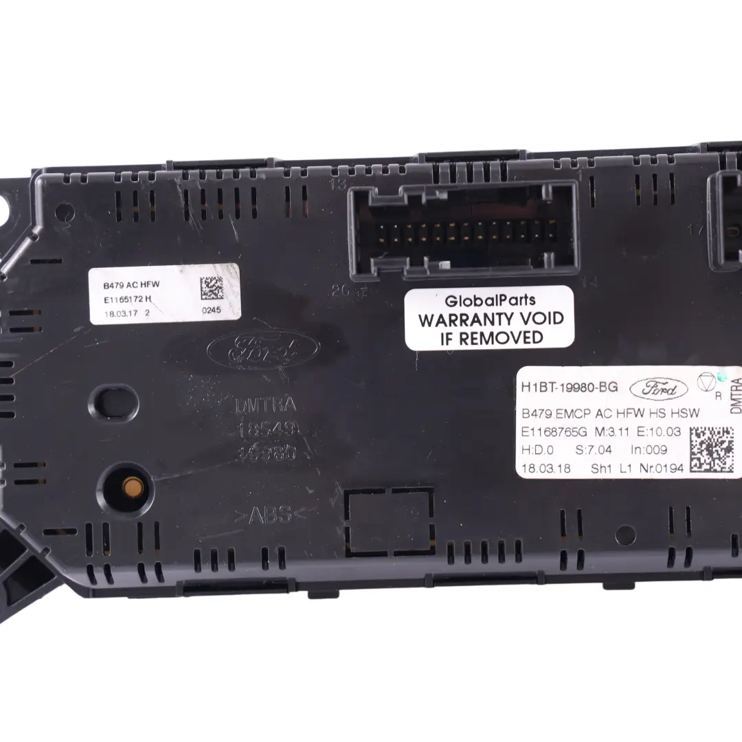 Ford Fiesta Mk8 Comando Clima Riscaldamento Pulsante Interruttore - SKU H1BT-19980-BG - Numero di parte H1BT-19980