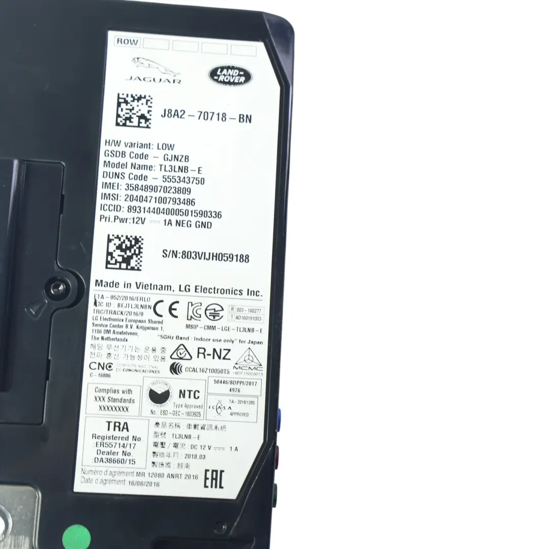 Jaguar XF X260 F-Pace X761 Módulo Unidad Control Telemática ECU - SKU J8A2-70718-BN - Número de pieza J8A2-70718-BN