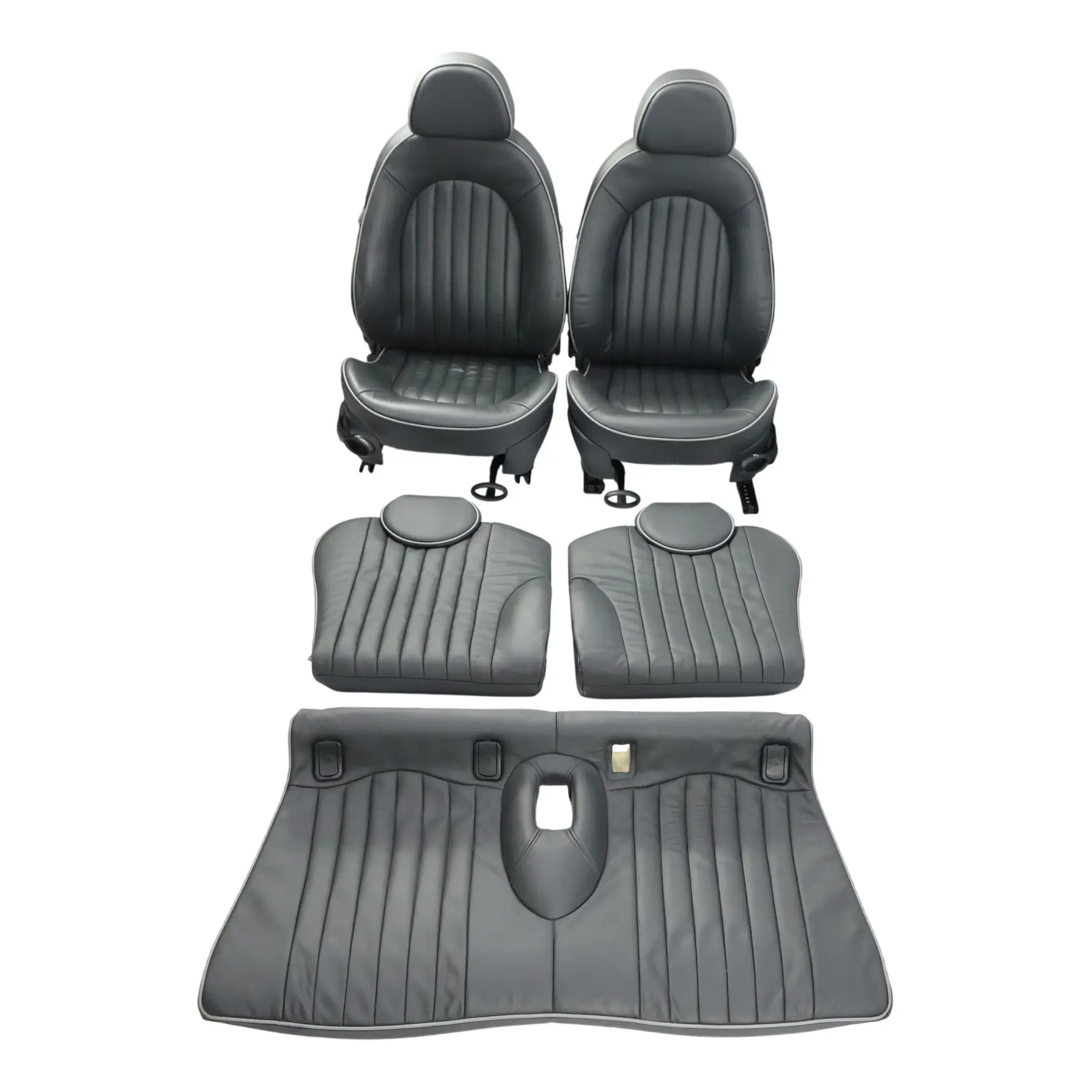 Ledersitze Mini R50 Beheizt Englisch Park Lane Panther Schwarz Vorne Hinten Sitz