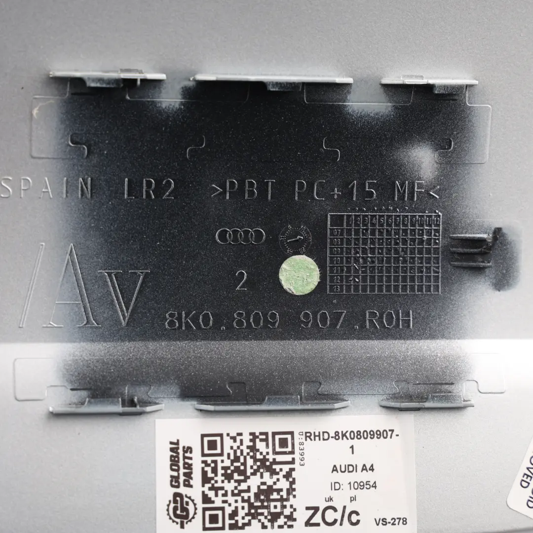 Audi A4 B8 Fuel Filler Flap Tank Cap Cover Silver - SKU RHD-8K0809907-1 - Part number 8K0809907