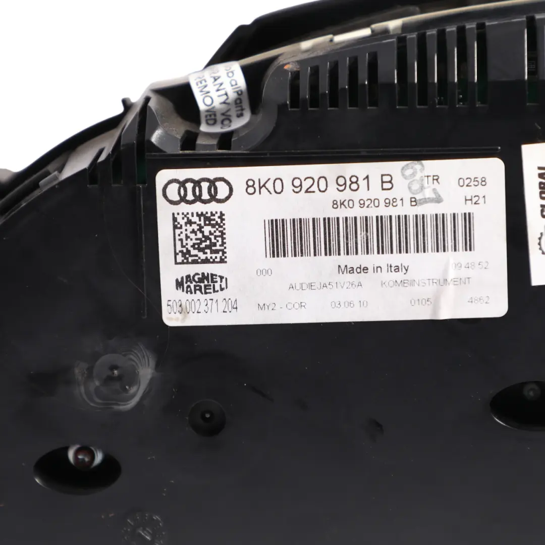 Audi A4 B8 Instrument Cluster Speedometer Clocks Petrol Manual - SKU RHD-8K0920981B-1 - Part number 8K0920981B