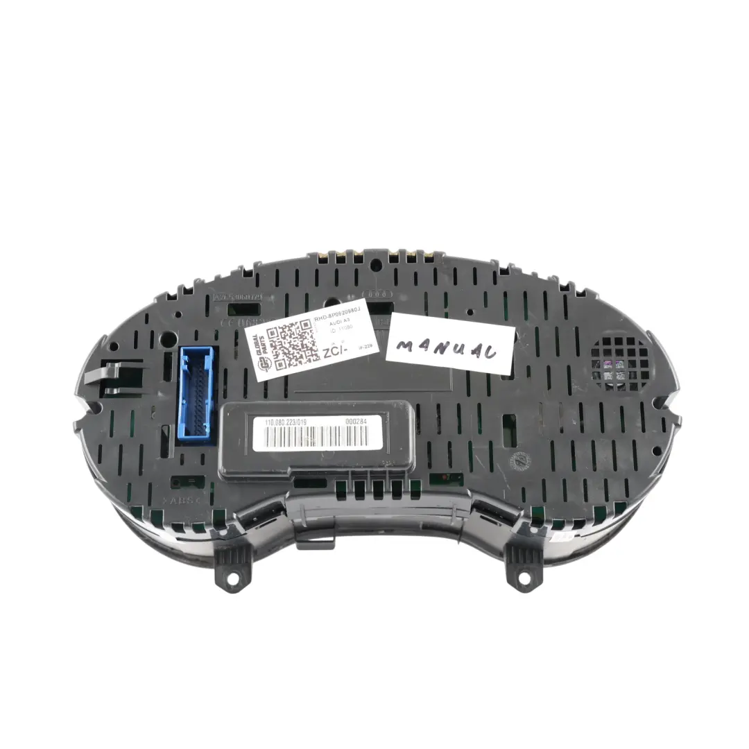Audi A3 8P Instrument Cluster Speedometer Clocks Petrol Manual - SKU RHD-8P0920980J - Part number 8P0920980J