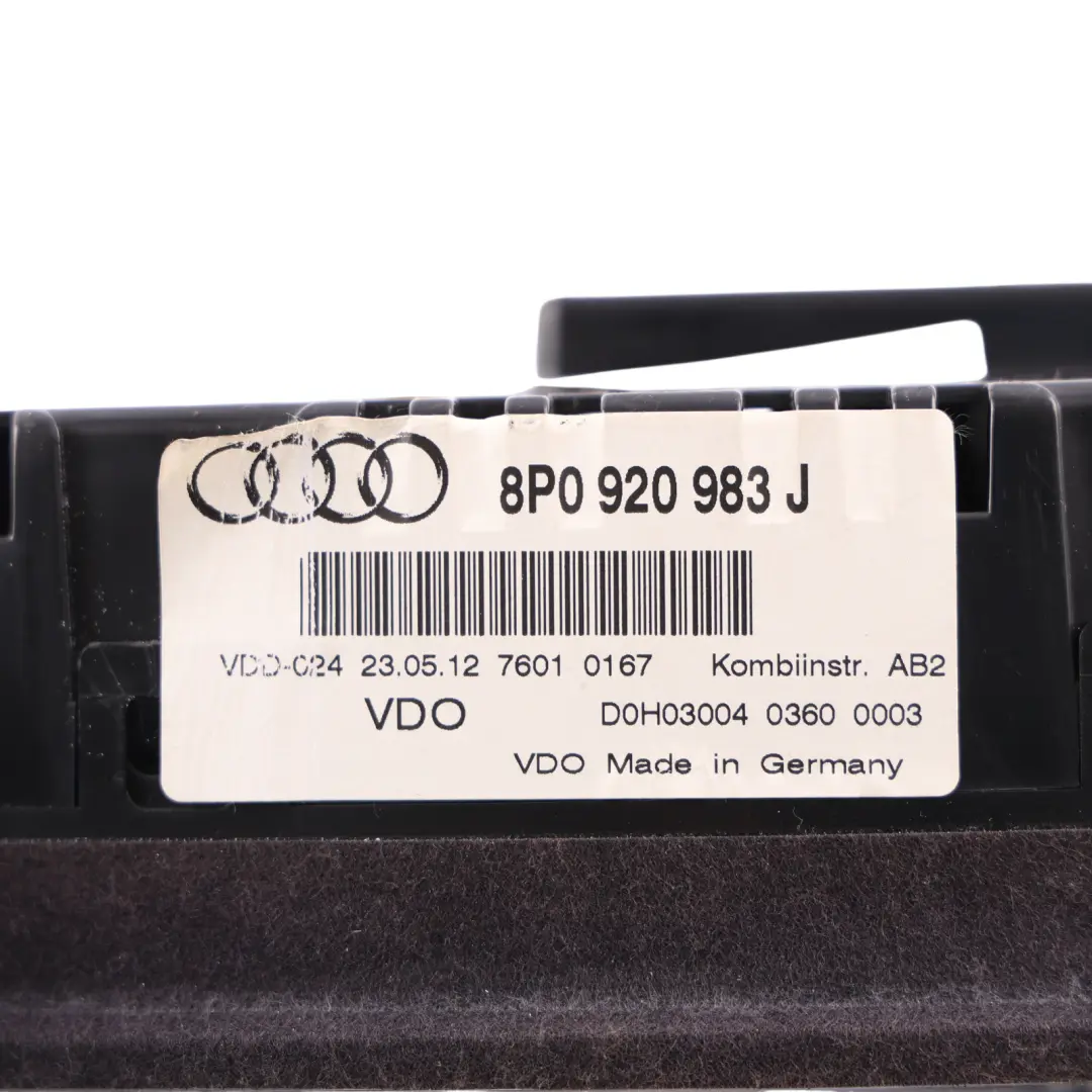 Audi A3 8V Instrument Cluster Speedometer Clocks Petrol Manual - SKU RHD-8P0920983J - Part number 8P0920983J