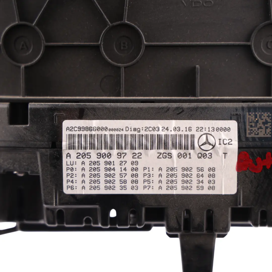 Mercedes W205 Instrument Cluster Speedo Clocks Hybrid Automatic - SKU RHD-A2059009722 - Part number A2059009722