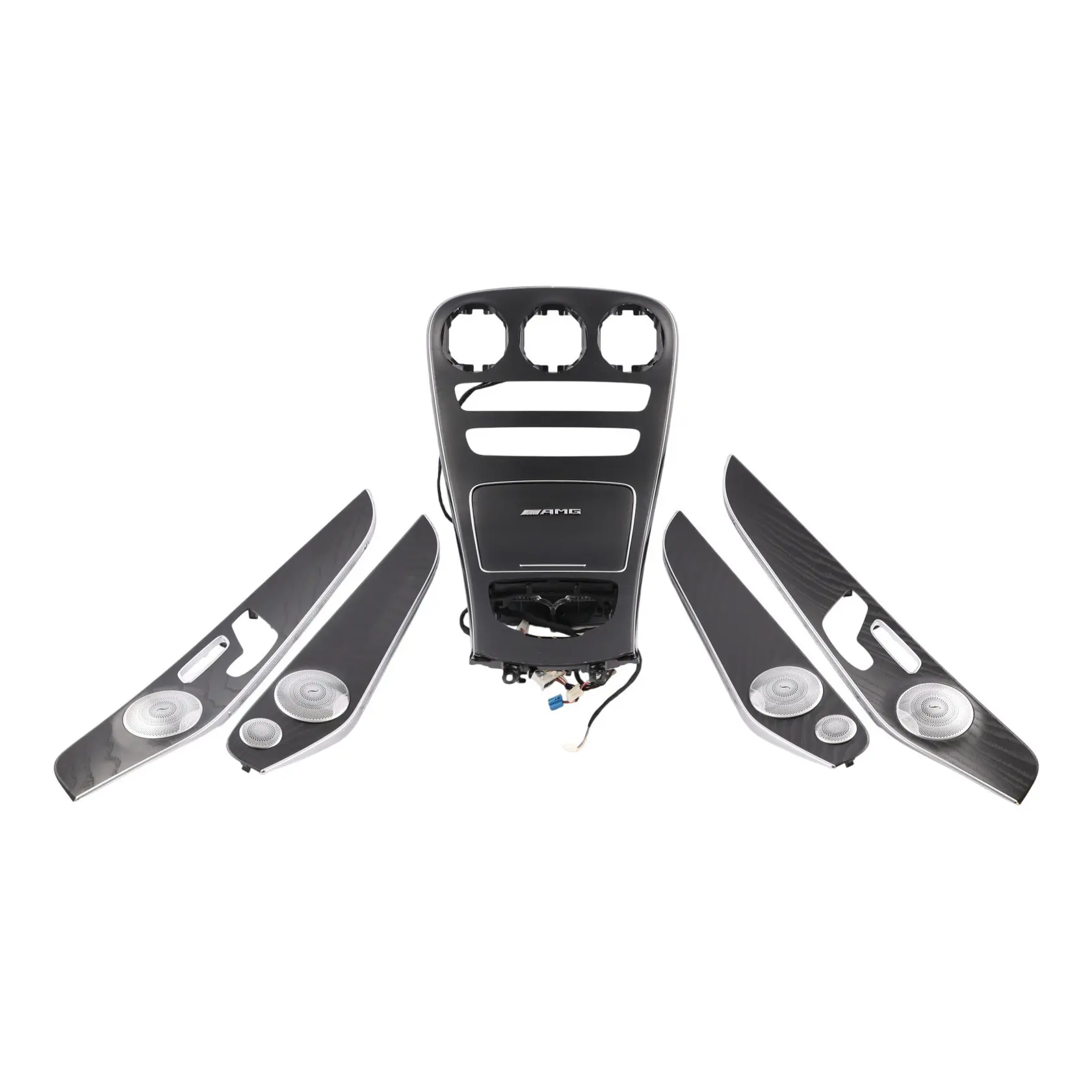 Mercedes GLC X253 Centre Console Door Card Trim Cover Set Black Ash Wood
