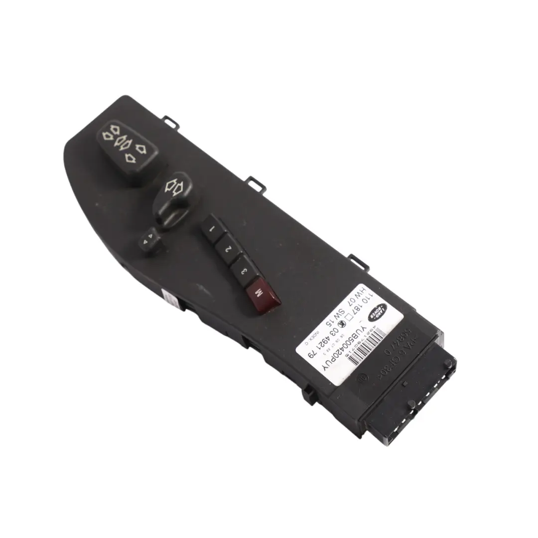 Memory Switch Panel Front Right O/S to Range Rover L322 Seat with Part number YUB500420PUY Range Rover L322 Seat Memory Switch Panel Front Right O/S - SKU RHD-YUB500420PUY - Part number YUB500420PUY
