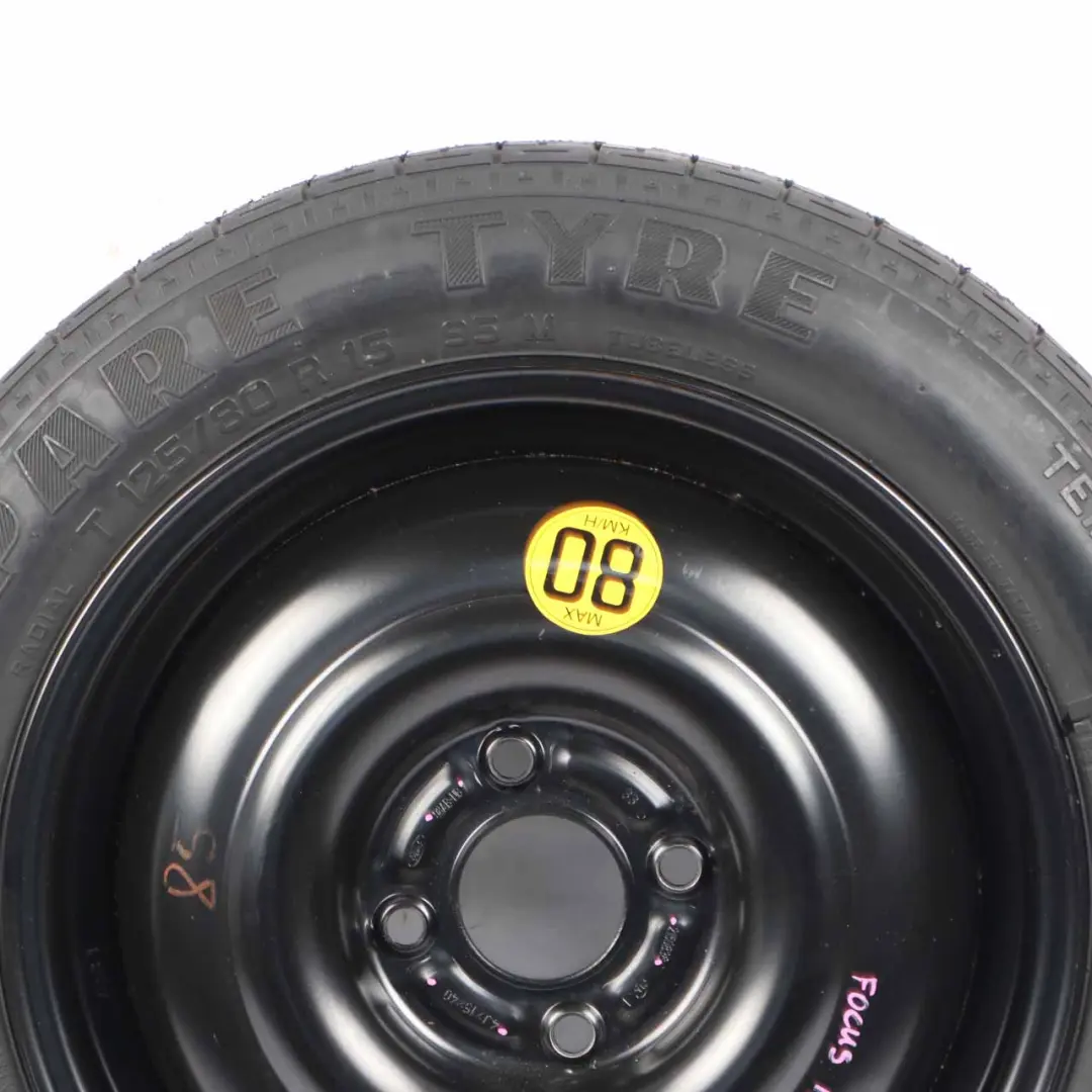 MK1 Compact Spare Wheel Steel R15 Tyre 125/80 to Ford Focus with Part number 2150836 Ford Focus MK1 Compact Spare Wheel Steel R15 Tyre 125/80 - SKU 2150836 - Part number 2150836