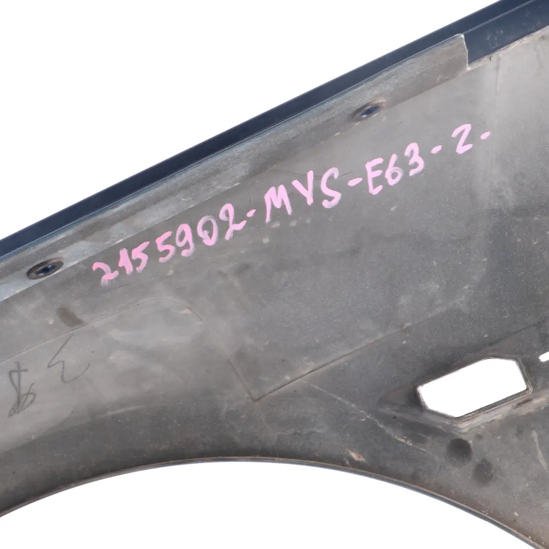 BMW E63 E64 Front Right Wing Fender Side Panel O/S Mystic Blue Metallic - A07 - SKU 2155902-MYS - Part number 2155902