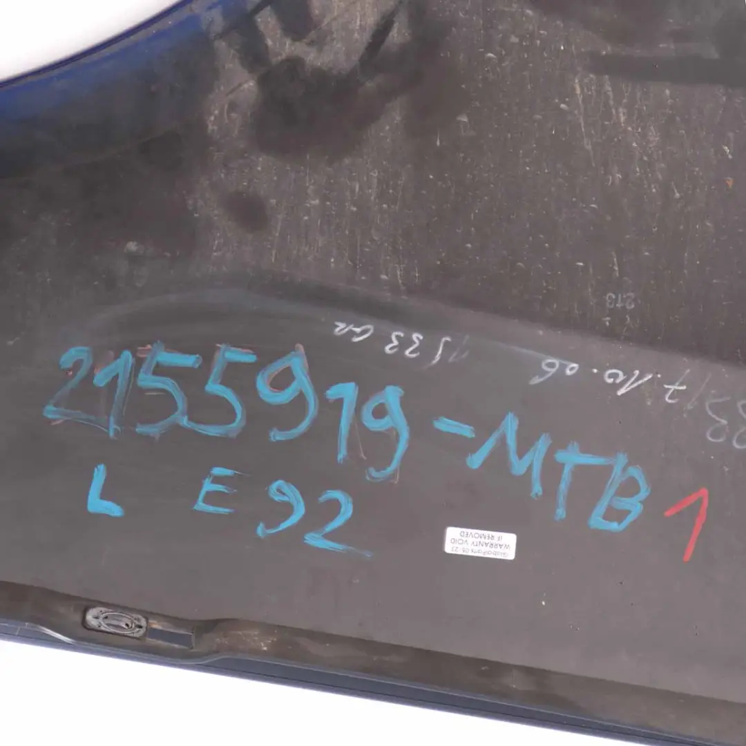 BMW E92 Side Panel Fender Wing Front Left N/S Montegoblau Blue Metallic - A51 - SKU 2155919-MTB1 - Part number 2155919