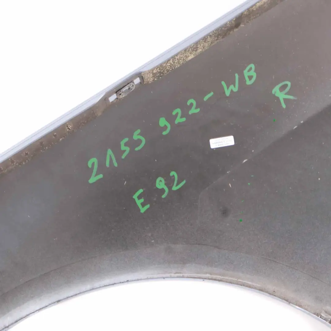 Wing Fender Panel Front Right Side O/S Bluewater Metallic - 896 to BMW E92 E93 with Part number 2155922 BMW E92 E93 Wing Fender Panel Front Right Side O/S Bluewater Metallic - 896 - SKU 2155922-WB - Part number 2155922