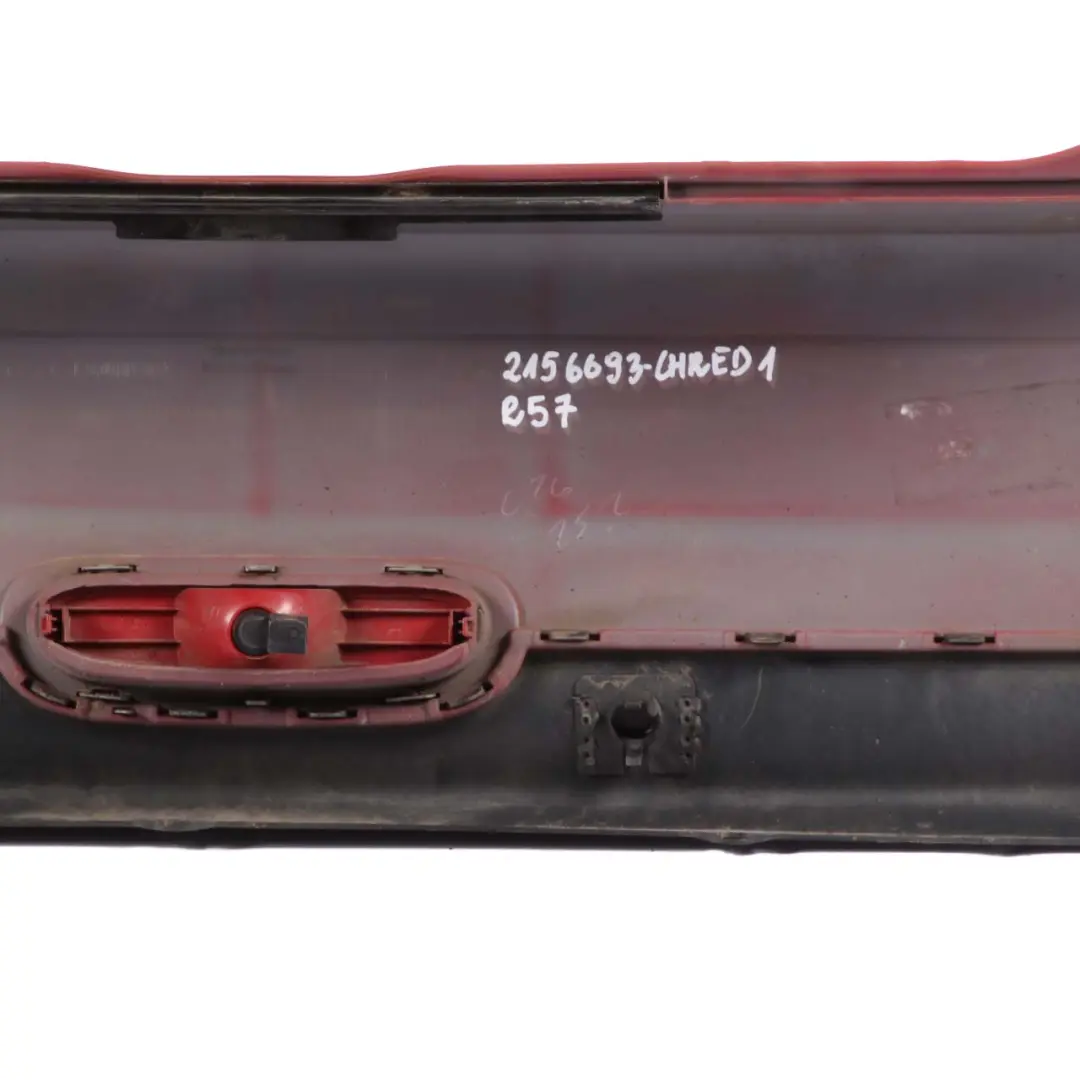 Bumper Rear Trim Panel Cover PDC Chili Red - 851 to Mini R57 Cabrio with Part number 2156693 Mini R57 Cabrio Bumper Rear Trim Panel Cover PDC Chili Red - 851 - SKU 2156693-CHRED1 - Part number 2156693