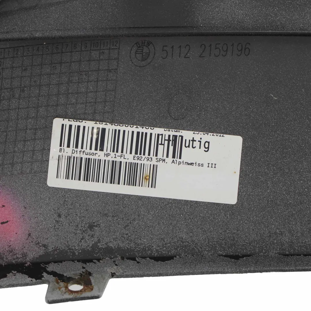BMW E92 E93 Stossfänger Stossstange M Paket Blende Unten Retrofit Alpinweiss 300 - SKU 2158794 - Teilenummer 2158794