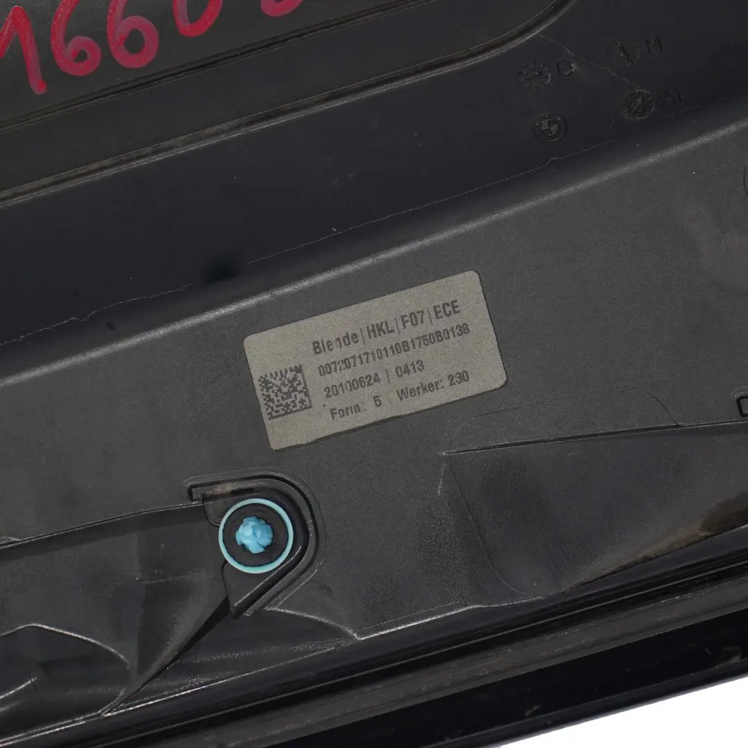 Boot Trunk Lid Tailgate Finisher Trim Panel Cover Black Sapphire - 475 to BMW F07 with Part number 2166088 BMW F07 Boot Trunk Lid Tailgate Finisher Trim Panel Cover Black Sapphire - 475 - SKU 2166088-BS1 - Part number 2166088