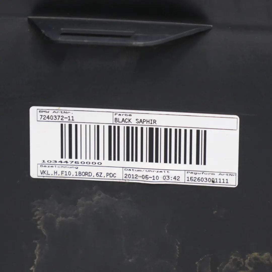 BMW F10 Rear Bumper Panel PDC Trim Panel Cover Black Sapphire Metallic - 475 - SKU 2182408-BS2 - Part number 2182408