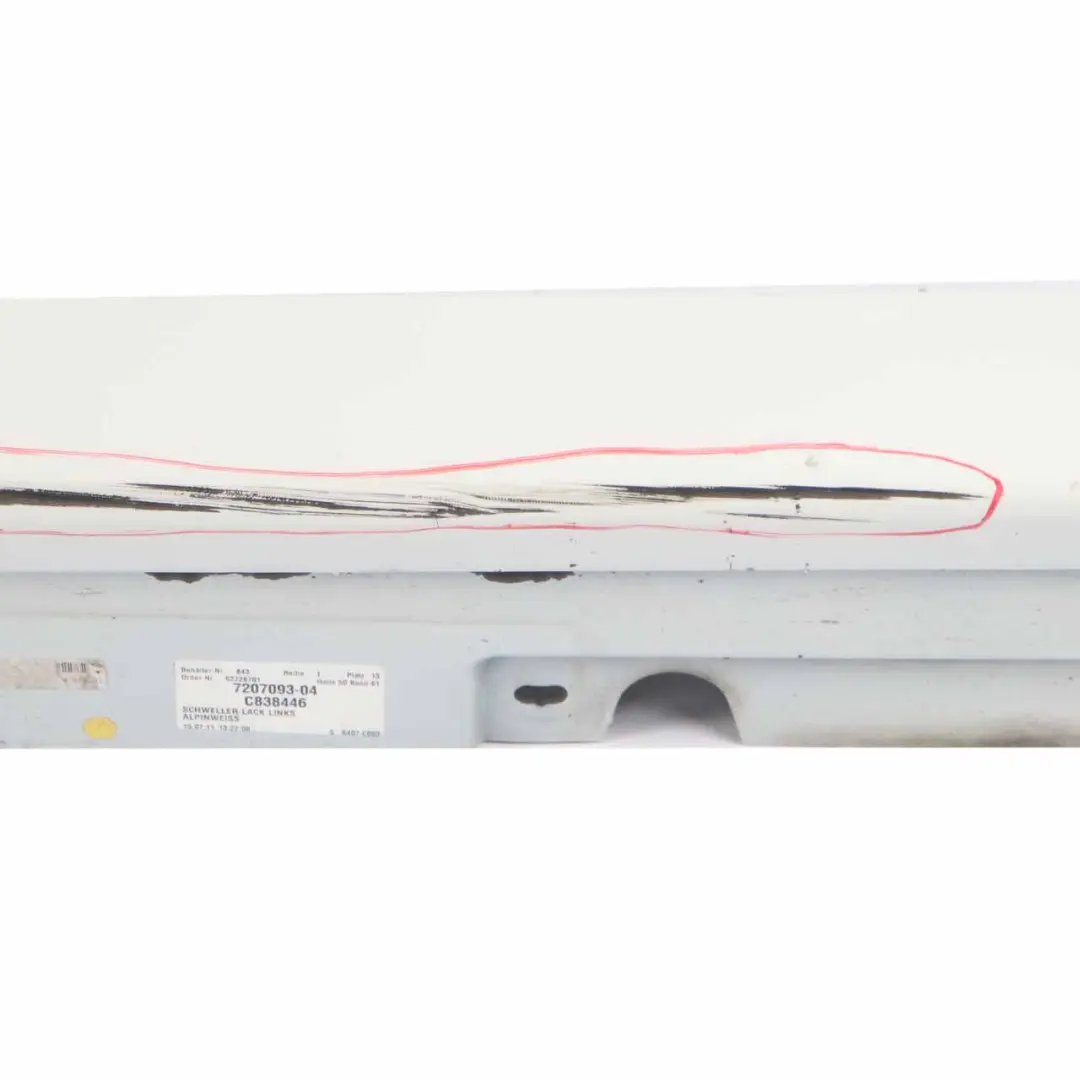 Side Skirt Door Sill Cover Panel Left N/S Alpinweiss 3 - 300 to BMW F10 F11 with Part number 2209827 BMW F10 F11 Side Skirt Door Sill Cover Panel Left N/S Alpinweiss 3 - 300 - SKU 2209827-AW - Part number 2209827