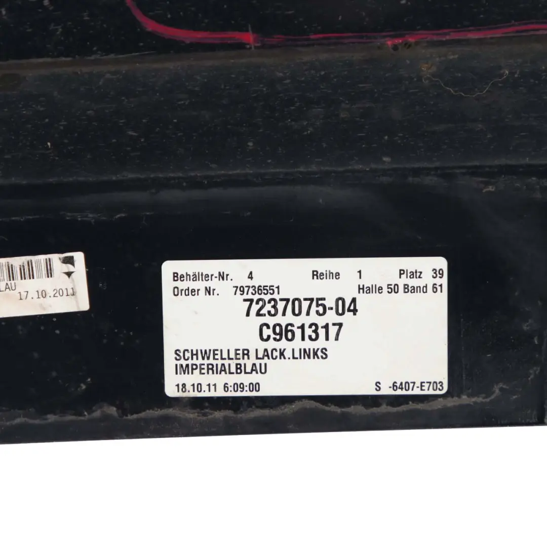 Side Skirt BMW F10 F11 Door Sill Cover Panel Left N/S Imperialblau Imperial Blue to with Part number 2209827 Side Skirt BMW F10 F11 Door Sill Cover Panel Left N/S Imperialblau Imperial Blue - SKU 2209827-IBB - Part number 2209827