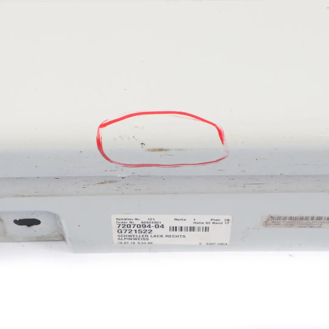 BMW F10 Side Skirt Right O/S Sill Cover Panel F11 Alpinweiss Alpine White - 300 - SKU 2209828-AW - Part number 2209828