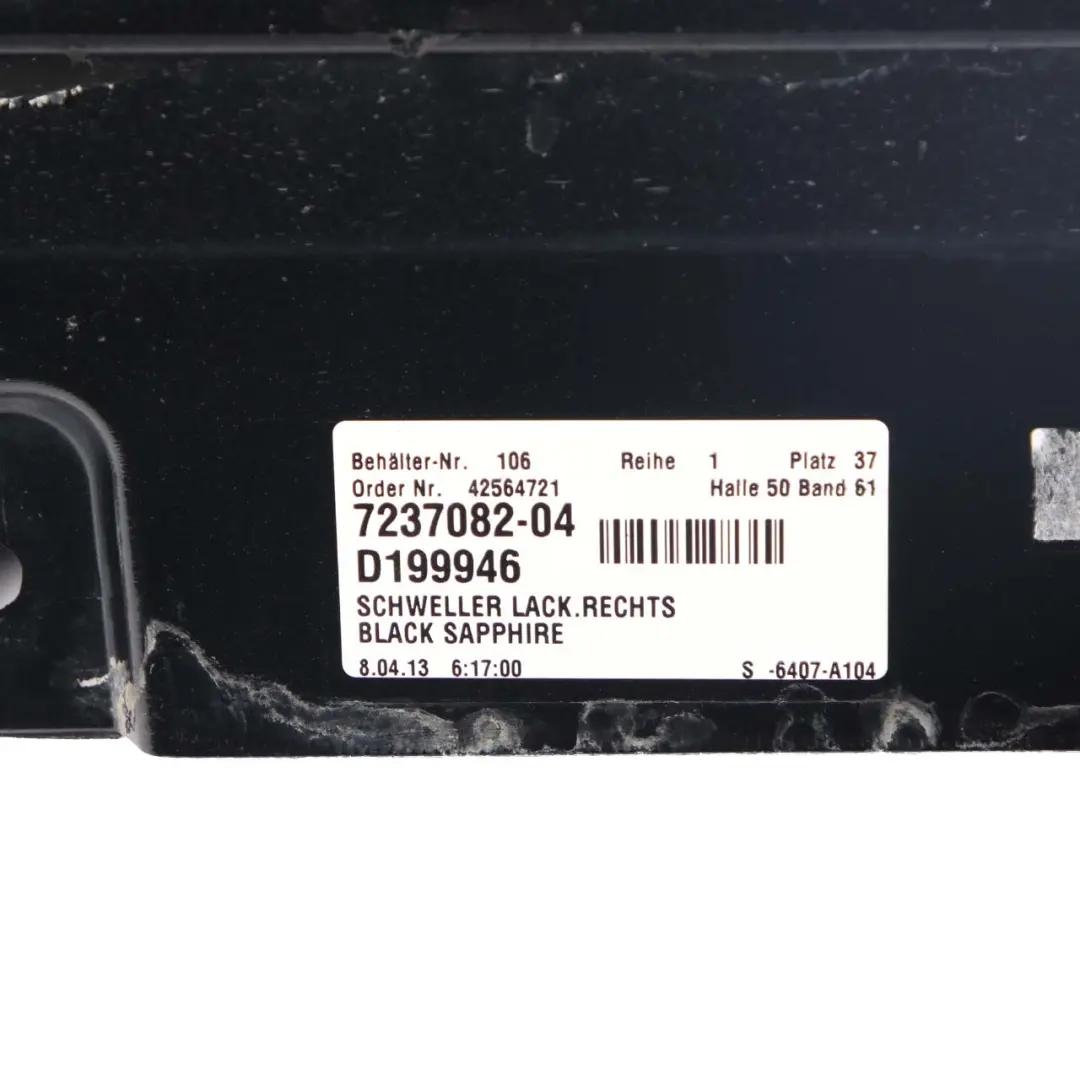 BMW F10 Side Skirt Right O/S Sill Cover Panel F11 Black Sapphire Metallic - 475 - SKU 2209828-BS - Part number 2209828