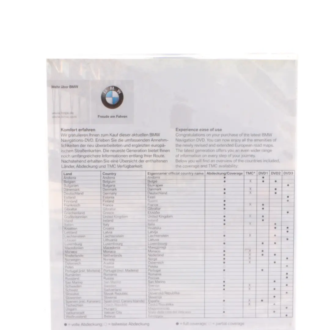 BMW Disc Professional Navigation DVD Road Map Europe 2012 - SKU 2218522 - Part number 2218522