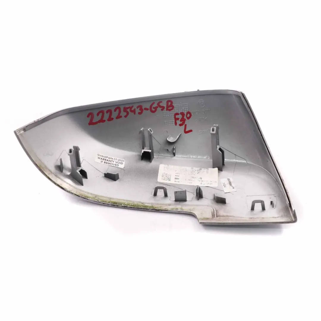 Wing Mirror Cover BMW F30 F31 Cap Casing Left N/S Glacier Silver Metallic - A83 to with Part number 2222543 Wing Mirror Cover BMW F30 F31 Cap Casing Left N/S Glacier Silver Metallic - A83 - SKU 2222543-GSB - Part number 2222543
