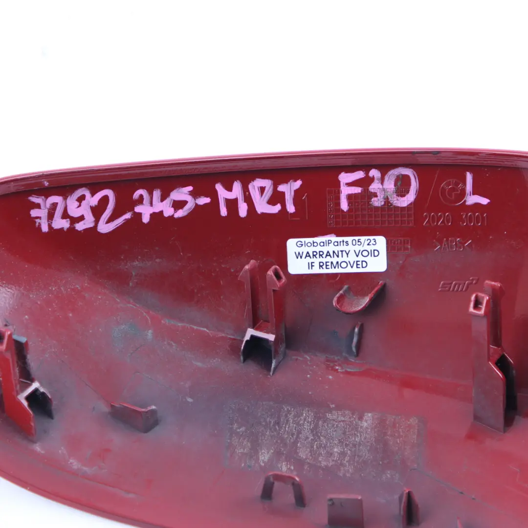 Wing Mirror Cover BMW F30 F31 Cap Casing Left N/S Melbourne Red Metallic - A75 to with Part number 2222543 Wing Mirror Cover BMW F30 F31 Cap Casing Left N/S Melbourne Red Metallic - A75 - SKU 2222543-MRT - Part number 2222543