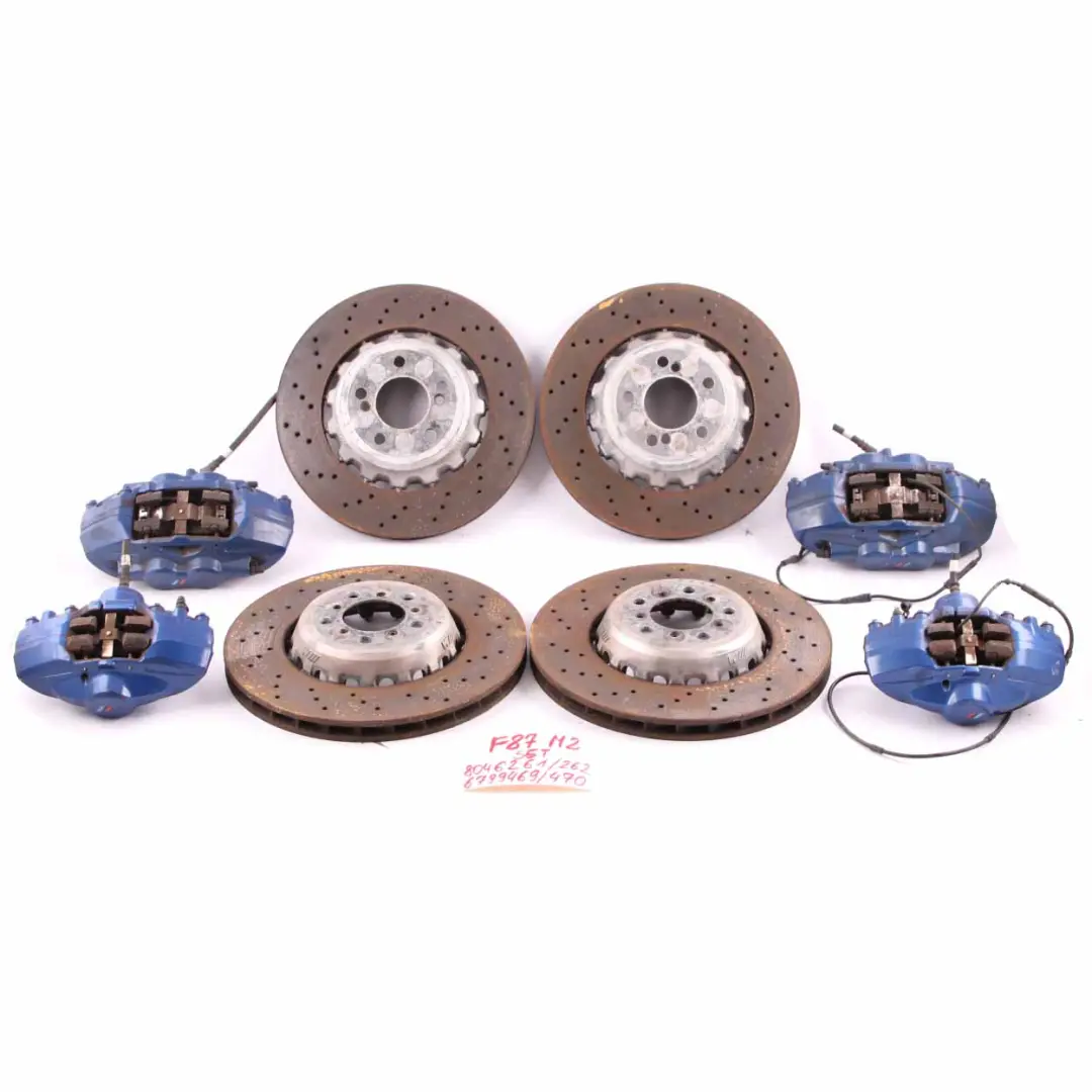 Front Rear Left Right N/O/S Perforated Brake Disc Caliper Set to BMW F80 M3 F87 M2 with Part number 2284809 BMW F80 M3 F87 M2 Front Rear Left Right N/O/S Perforated Brake Disc Caliper Set - SKU 2284809 - Part number 2284809