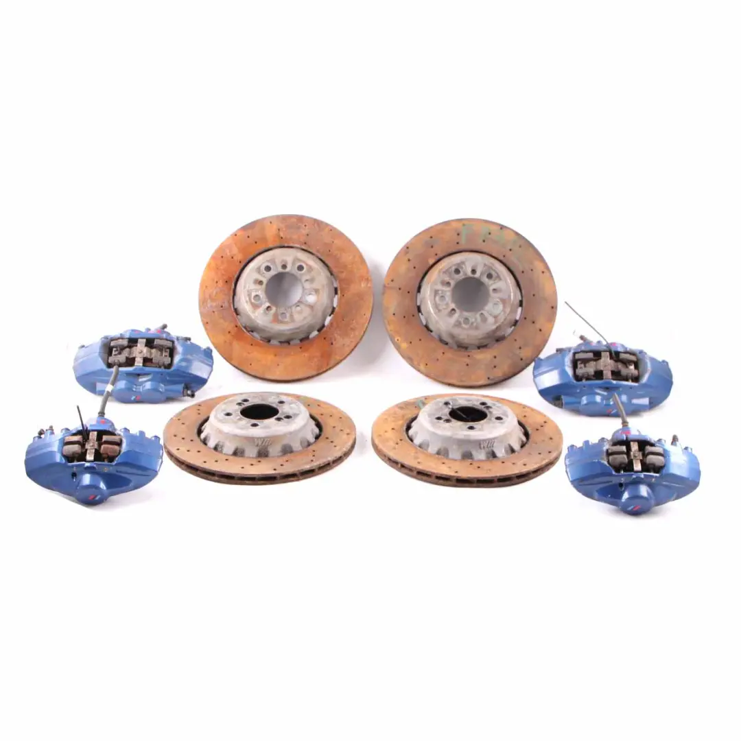 Front Rear Left Right N/O/S Perforated Brake Disc Caliper Set to BMW F80 M3 F87 M2 with Part number 2284809 BMW F80 M3 F87 M2 Front Rear Left Right N/O/S Perforated Brake Disc Caliper Set - SKU 2284809 - Part number 2284809