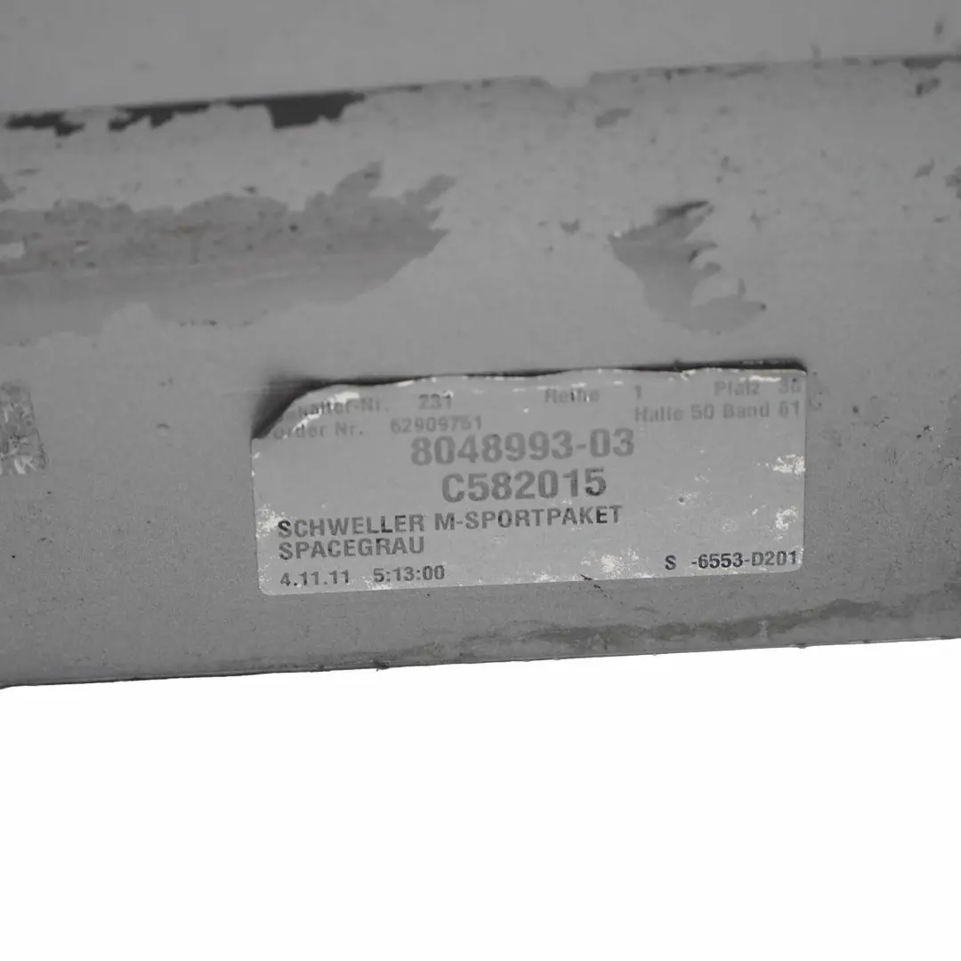 BMW F10 Faldón lateral M5 M Sport Cubre umbral de puerta Izquierda Spacegrau A52 - SKU 2298067-SCG1 - Número de pieza 2298067