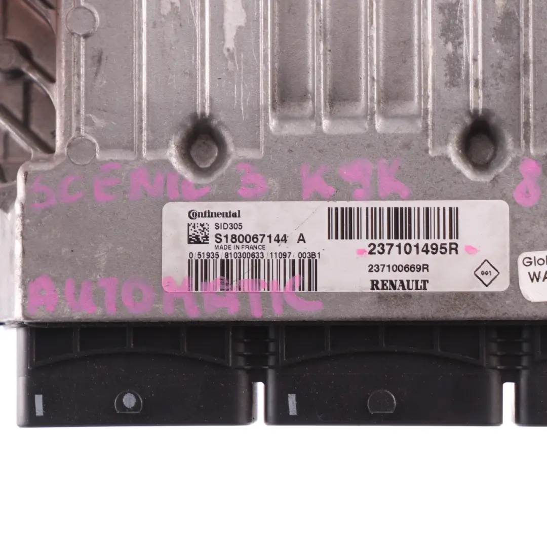 K9K 1.5 DCI Engine Control Unit ECU Automatic to Renault Scenic 3 III with Part number 237101495R Renault Scenic 3 III K9K 1.5 DCI Engine Control Unit ECU Automatic - SKU 237101495R - Part number 237101495R