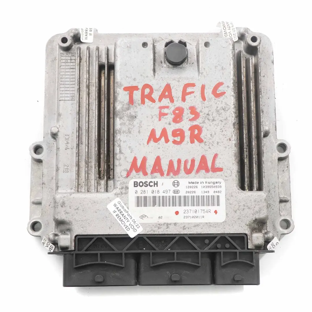 M9R 2.0 DCI Módulo Unidad Control Motor ECU Manual para Renault Trafic F83 con número de pieza 237101754R Renault Trafic F83 M9R 2.0 DCI Módulo Unidad Control Motor ECU Manual - SKU 237101754R - Número de pieza 237101754R