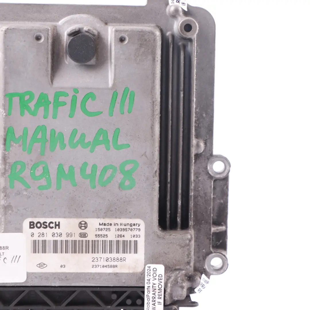 Renault Trafic 3 R9M 1.6 DCI Engine Control Unit Module ECU Manual - SKU 237103888R - Part number 237103888R