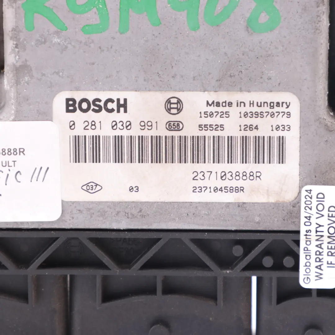 Renault Trafic 3 R9M 1.6 DCI Engine Control Unit Module ECU Manual - SKU 237103888R - Part number 237103888R