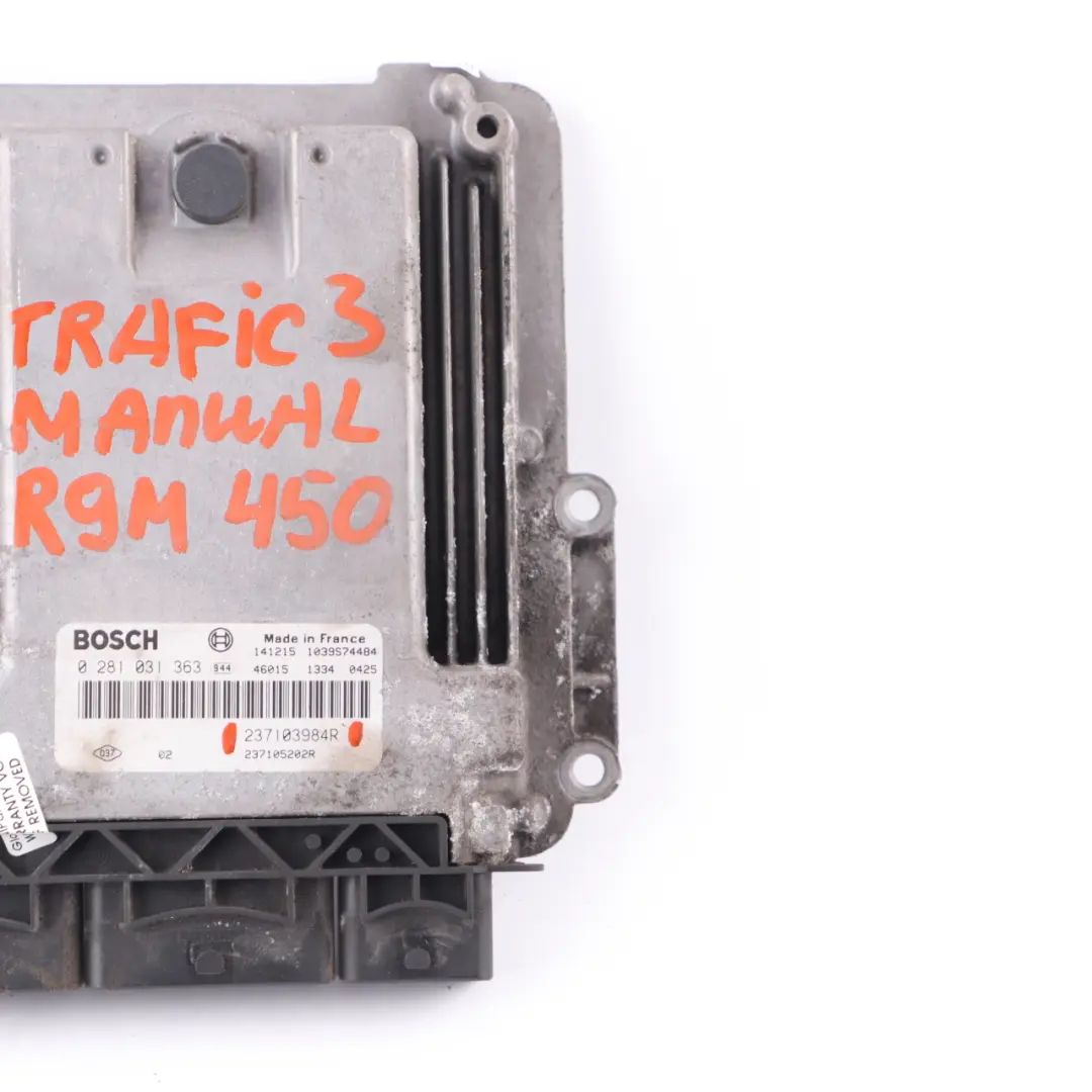 Renault Trafic 3 R9M 450 1.6 DCI Diesel Engine Unit ECU Manual - SKU 237103984R - Part number 237103984R