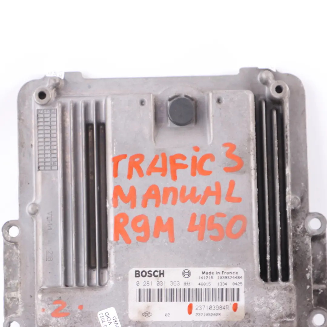 Renault Trafic 3 R9M 450 1.6 DCI Diesel Engine Unit ECU Manual - SKU 237103984R - Part number 237103984R