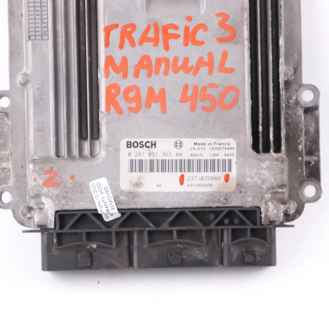Renault Trafic 3 R9M 450 1.6 DCI Diesel Engine Unit ECU Manual - SKU 237103984R - Part number 237103984R