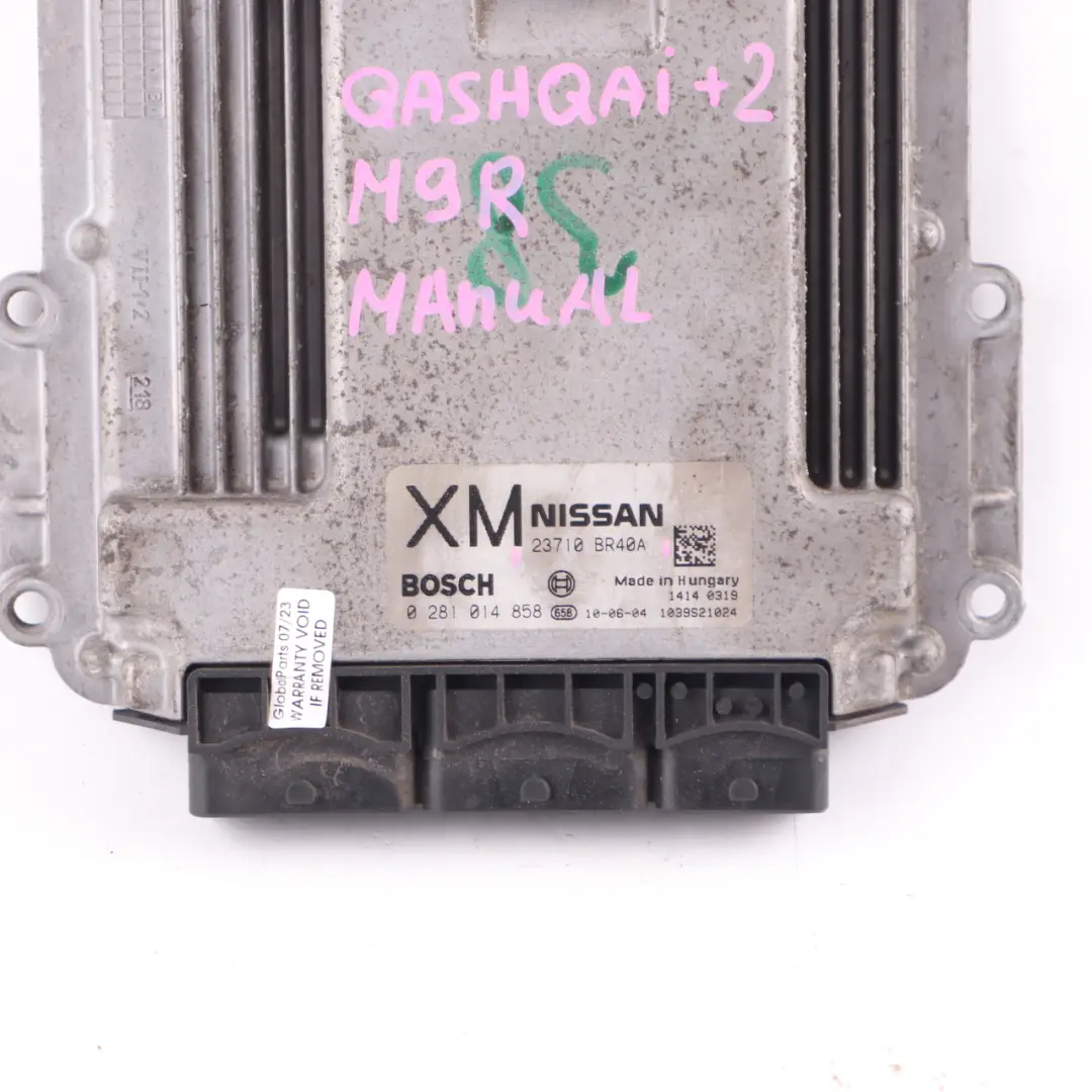 Quashqai J10 M9R 2.0 DCI Diesel Engine Control Unit ECU Manual to Nissan with Part number 23710BR40A Nissan Quashqai J10 M9R 2.0 DCI Diesel Engine Control Unit ECU Manual - SKU 23710BR40A - Part number 23710BR40A
