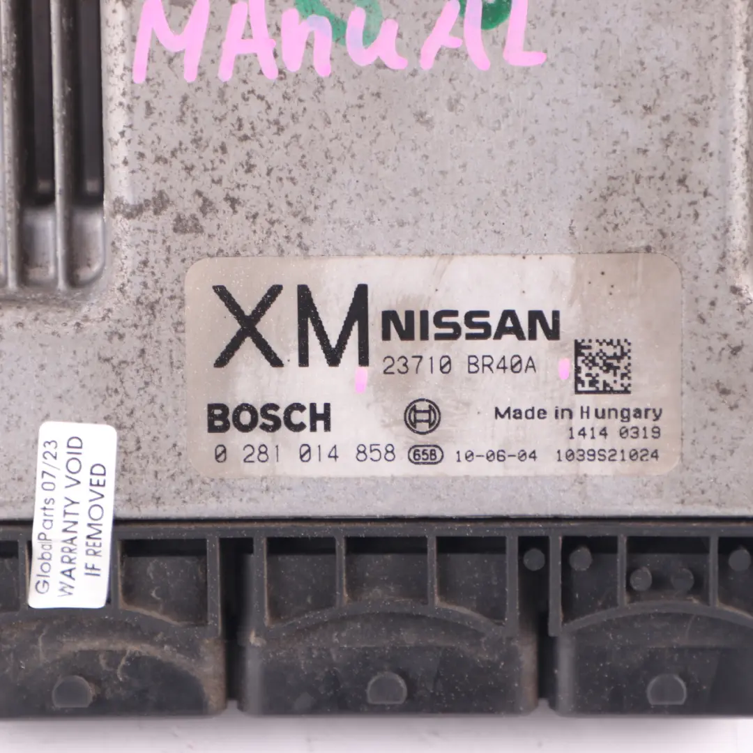 Quashqai J10 M9R 2.0 DCI Diesel Engine Control Unit ECU Manual to Nissan with Part number 23710BR40A Nissan Quashqai J10 M9R 2.0 DCI Diesel Engine Control Unit ECU Manual - SKU 23710BR40A - Part number 23710BR40A