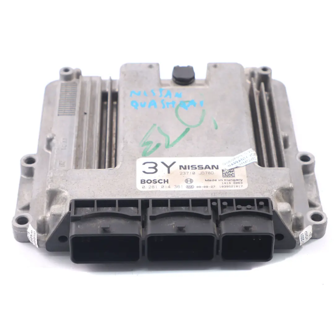 Nissan Qashqai Diesel Engine Control Unit ECU Module 23710 JD78D 0281014361 - SKU 23710JD78D - Part number 23710JD78D