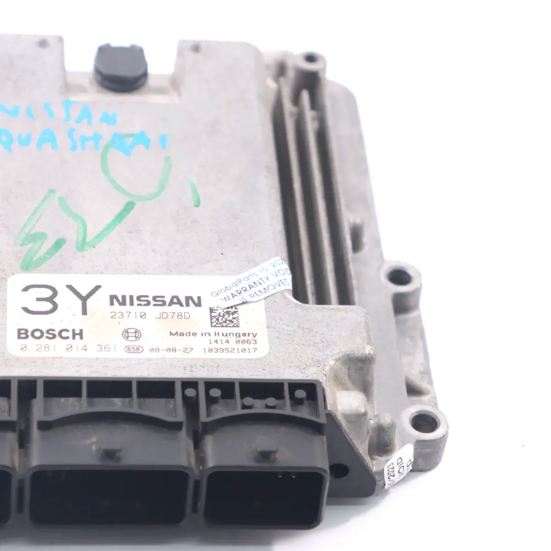 Nissan Qashqai Module ECU l'unité contrôle moteur diesel 23710 JD78D 0281014361 - SKU 23710JD78D - Numéro de pièce 23710JD78D