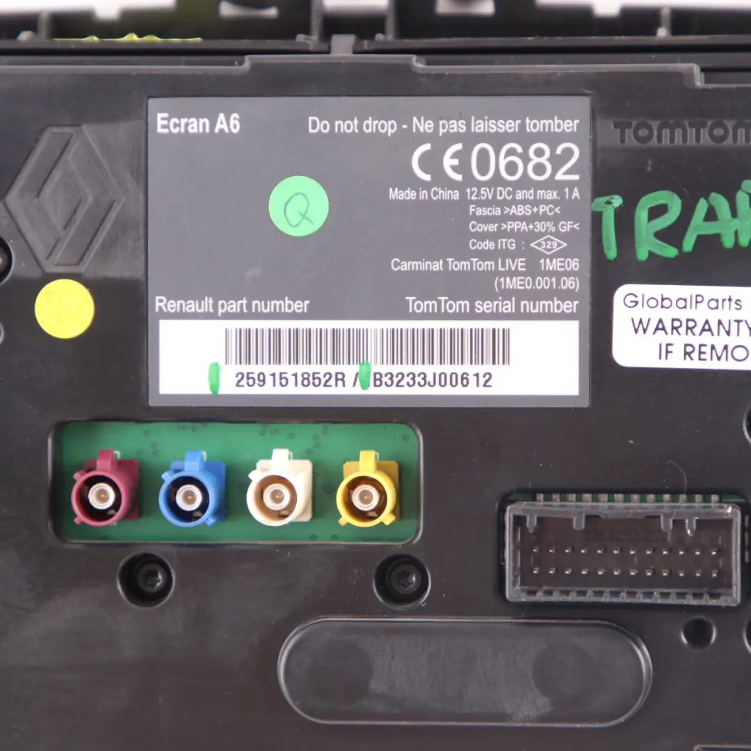 Ecran A6 Display Screen Sat Nav Navigation Dashboard to Renault Trafic 2 with Part number 259151852R Renault Trafic 2 Ecran A6 Display Screen Sat Nav Navigation Dashboard - SKU 259151852R-1 - Part number 259151852R
