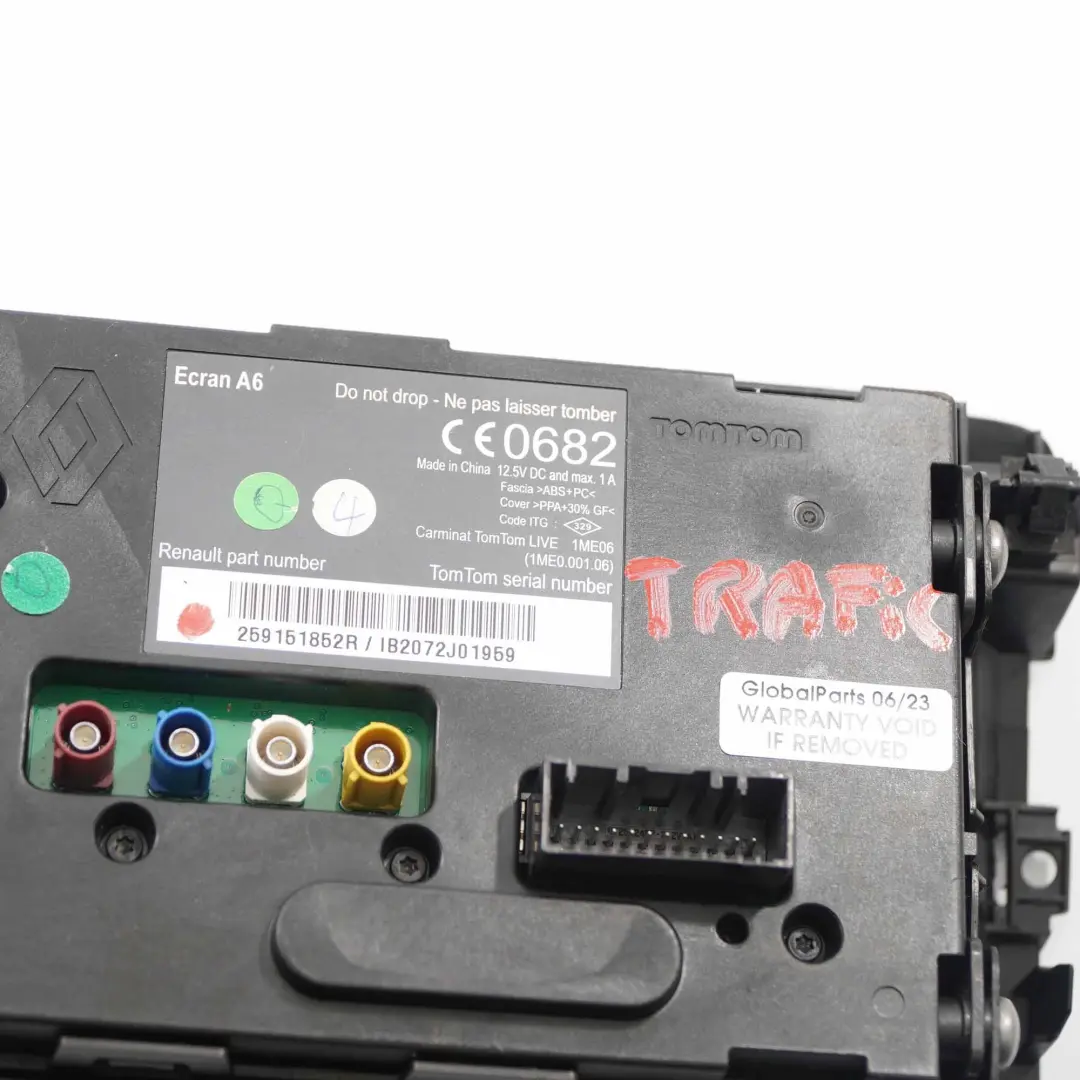 Display Screen Sat Nav Navigation Unit Dashboard Renault Trafic - SKU 259151852R - Part number 259151852R