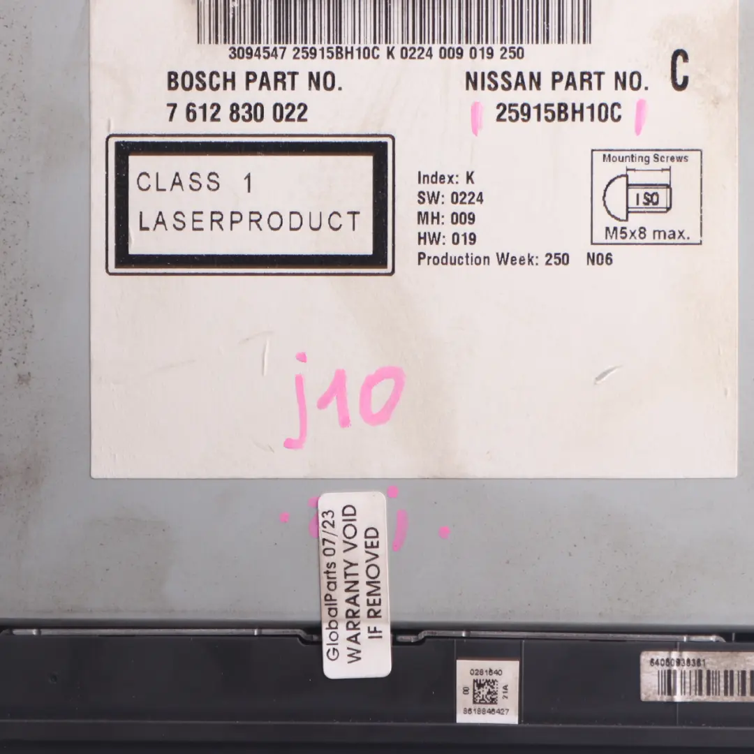 Nissan Quashqai J10 MK1 Radio CD Player Sat Navigation Head Unit - SKU 25915BH10C - Part number 25915BH10C