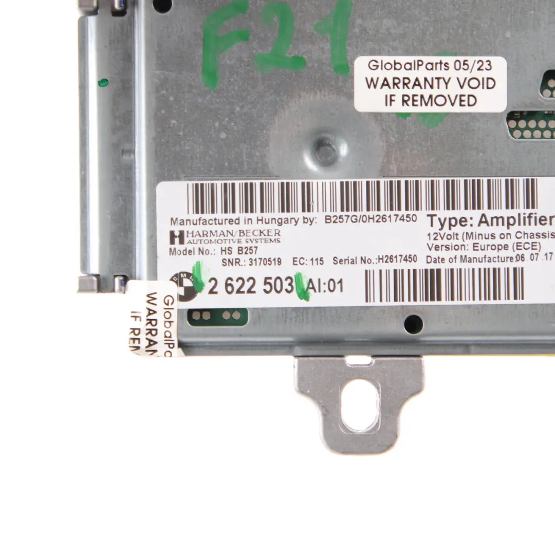 Amplificatore Harman Kardon Sistema Active Sound Design per BMW F20 F22 con numero di parte 2622503 BMW F20 F22 Amplificatore Harman Kardon Sistema Active Sound Design - SKU 2622503 - Numero di parte 2622503