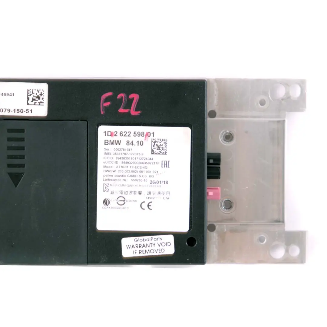 BMW F20 F21 F23 F30 F31 F32 Telematik Steuergerät Modul ATM ECE 4G - SKU 2622598 - Teilenummer 2622598