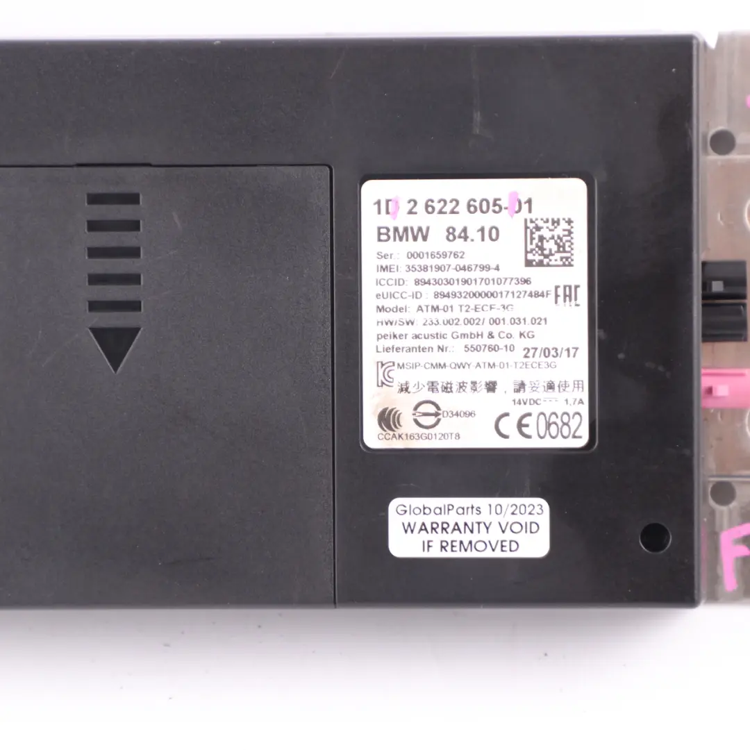  Módulo Telemática BMW F20 F21 Bluetooth Teleservicios GPS Unidad Control - SKU 2622605 - Número de pieza 2622605